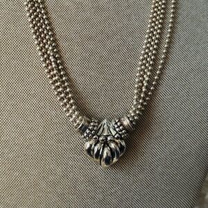 Esposito Snap Beaded Silver 5-Strand Necklace with Pendants 18”